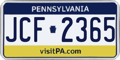 PA license plate JCF2365