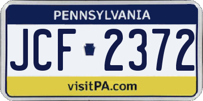 PA license plate JCF2372
