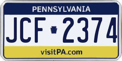 PA license plate JCF2374
