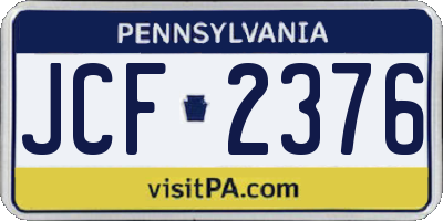 PA license plate JCF2376