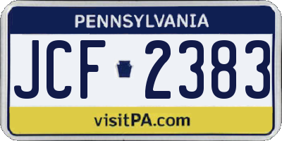 PA license plate JCF2383