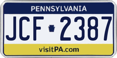 PA license plate JCF2387