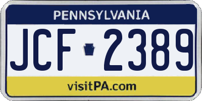 PA license plate JCF2389