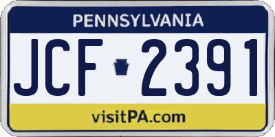 PA license plate JCF2391