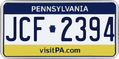 PA license plate JCF2394