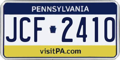 PA license plate JCF2410