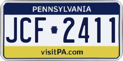 PA license plate JCF2411