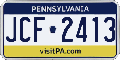 PA license plate JCF2413