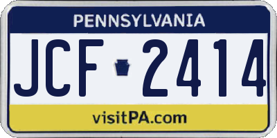 PA license plate JCF2414