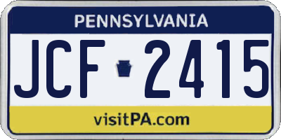 PA license plate JCF2415