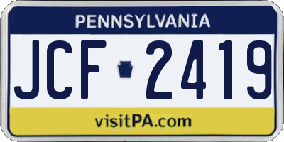 PA license plate JCF2419