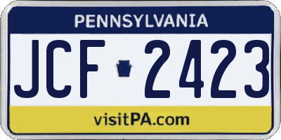 PA license plate JCF2423