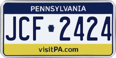 PA license plate JCF2424
