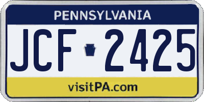 PA license plate JCF2425