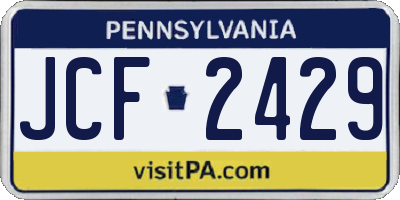 PA license plate JCF2429