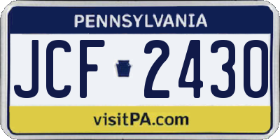 PA license plate JCF2430