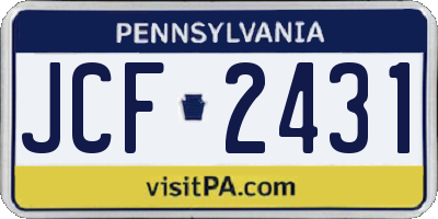 PA license plate JCF2431