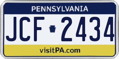 PA license plate JCF2434