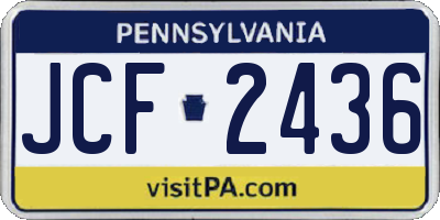 PA license plate JCF2436