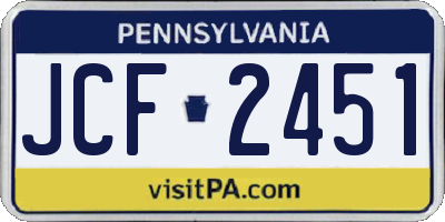 PA license plate JCF2451