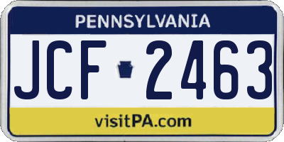 PA license plate JCF2463