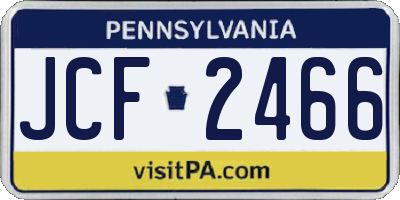 PA license plate JCF2466