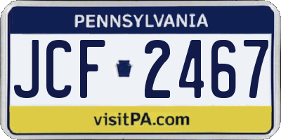 PA license plate JCF2467