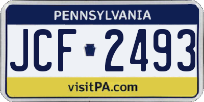 PA license plate JCF2493