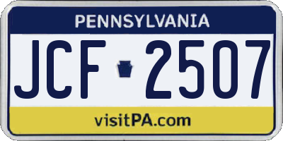PA license plate JCF2507