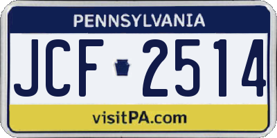 PA license plate JCF2514
