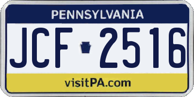 PA license plate JCF2516