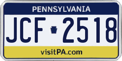 PA license plate JCF2518