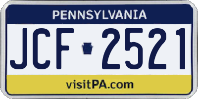 PA license plate JCF2521