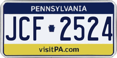 PA license plate JCF2524