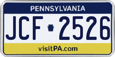PA license plate JCF2526
