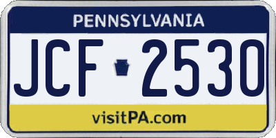 PA license plate JCF2530