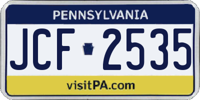 PA license plate JCF2535