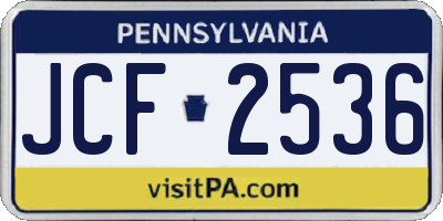 PA license plate JCF2536