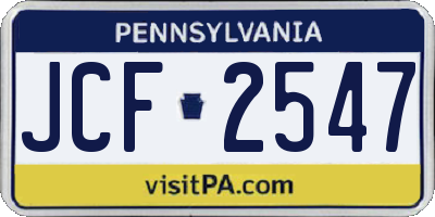 PA license plate JCF2547