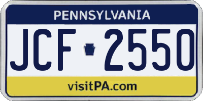 PA license plate JCF2550