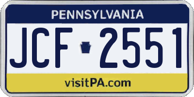 PA license plate JCF2551