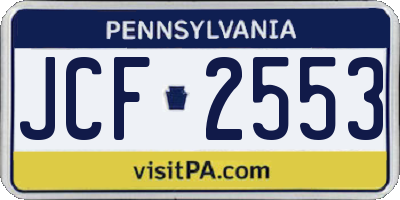 PA license plate JCF2553