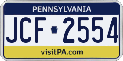 PA license plate JCF2554