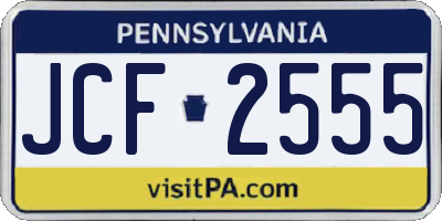 PA license plate JCF2555