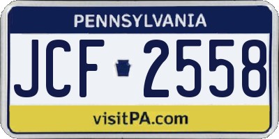 PA license plate JCF2558