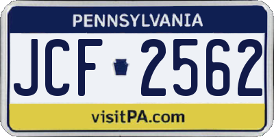 PA license plate JCF2562