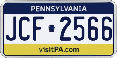 PA license plate JCF2566