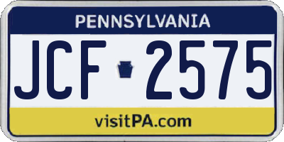 PA license plate JCF2575