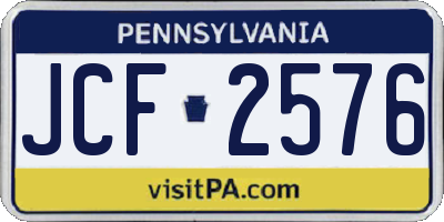 PA license plate JCF2576