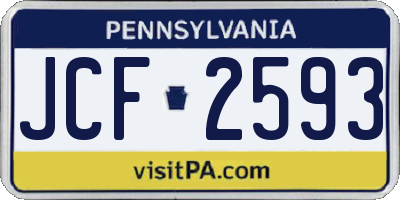 PA license plate JCF2593